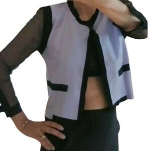 Aviu leather sheer sparkle Ombre cardigan sweater jacket like new